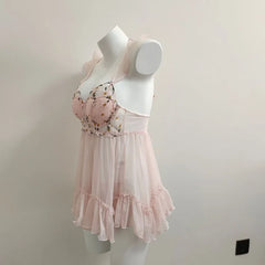 Embroidery Daisy Lace Embroidered Nightdress