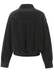 Grey Zipper Coudroy Jacket