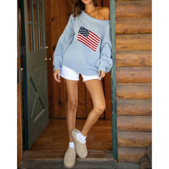 American Flag Knit Sweatshirt