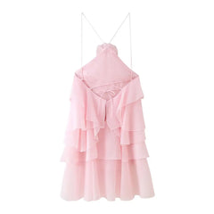 Pink dress with ruffled layers