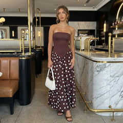 Polka Dot Hem Tank Patchwork Maxi Dress