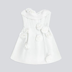 3D Flower Strapless Corset Mini Dress