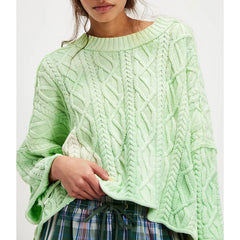 Cable Knit Round Neck Long Sleeve Sweater