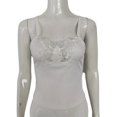 White Butterfly Lace Tank Top