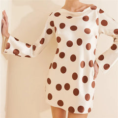 Polka Dot Long Sleeve Satin Mini Dress