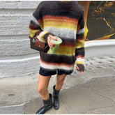 Striped O-neck Long Sleeve Knit Sweater