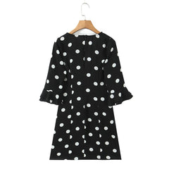 Black Polka Dot Flare Sleeve Mini Dress