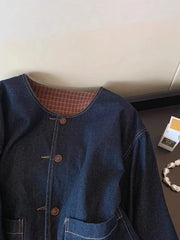 Denim Plaid Patchwork Jacket