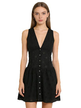 Black V-neck Embroidery Mini Dress