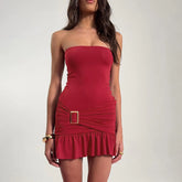 Strapless Ruched Hem Mini Dress
