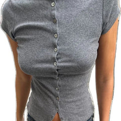 Rib Knitted Button Up Top