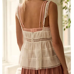 Lace Trim Patchwork Tanks Top