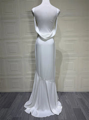 Mermaid Hem Open Back Cowl Strap Maxi Dress
