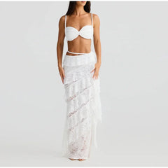 Knitted Twist Bralette And Maxi Skirt Set