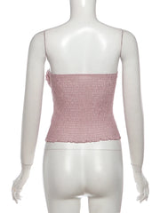 Pink Ruched Tube Top And Mini Skirt Set