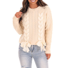 Lace Up Braided Sweater