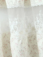 White Floral Milkmaid Cami Lace Mesh Hem Midi Dress
