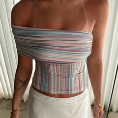 Multicolor Striped Off-Shoulder Top
