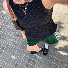 Elastic Ruched Vest Tank Top