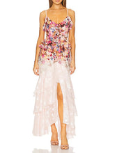 Floral Printed Ruffle Strappy Midi Dress