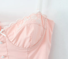 Embroidery Floral Bra Corset Mini Dress