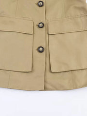 Khaki Spliced Single Breated Jacket