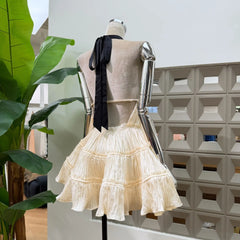 Sleeveless Pleated Strap-neck Backless Mini Dress