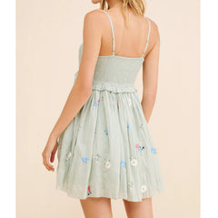 Sleeveless Floral Embroidery A-Line Mini Dress