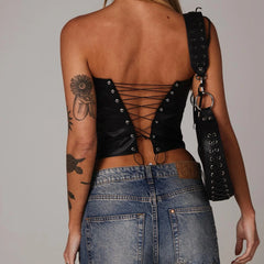 Bustier  Colourful Rhinestone Tie Up Tube Top