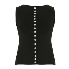 Button-Up Tank Top - Backless Streetwear Crop