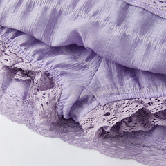 Low Waist Gathered Lace Trim Layered Mini Skort