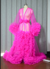 Long Tulle Fluffy Sleepwear Robes