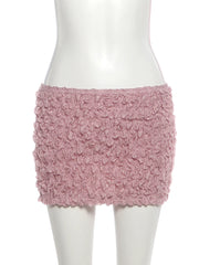 Pink Ruched Tube Top And Mini Skirt Set