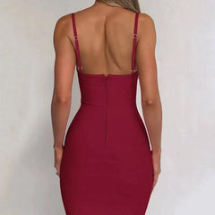 Spaghetti Strap Square Neck Bandage Maxi Dress