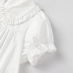 White Doll Collar Short Sleeve Babydoll Mini Dress