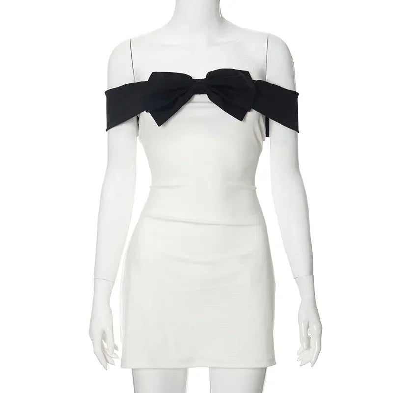 White Backless Bow Mini Dress – Free From Label