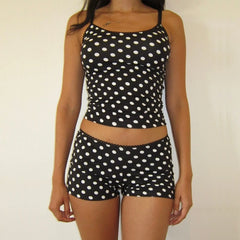 Strappy Cami Crop Top And Micro Shorts Loungewear Set