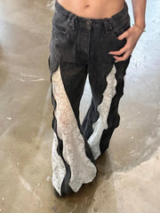 Lace Patchwork Flared Jeans