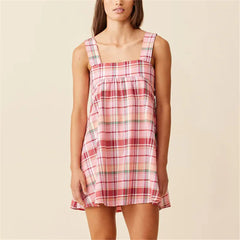 Babydoll Square Neck Back Bow Tie Mini Dress