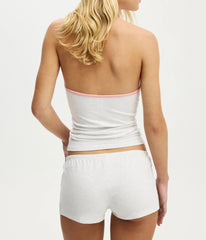 Heart/Bowknot Print Halter Neck Camisole Crop Top And Shorts Set