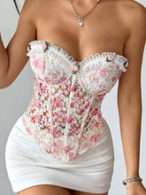 Flower Embroidery See Through Corset Top