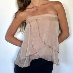 Strapless Flowy Tiered Crop Top