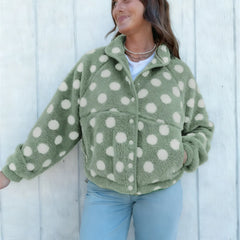 Polka Dot Fuzzy Fleece Jacket
