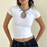 Keyhole Neck Bow Tie T-shirt