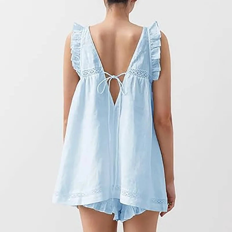 Light blue dress with open back