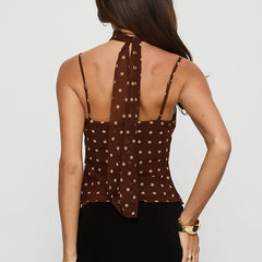 Polka Dot Cami Crop Top With Scarf