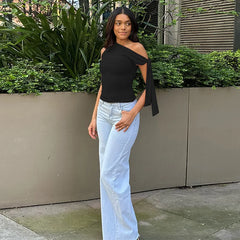 Off-Shoulder Tie-Up Top - Regular Fit