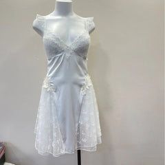 Mesh Pleated Ruffle Patchwork Night Gown