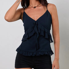 Chiffon Ruffled Trim Camisole Top