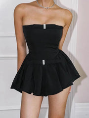 Strapless Diamond Bow Playsuit Mini Dress